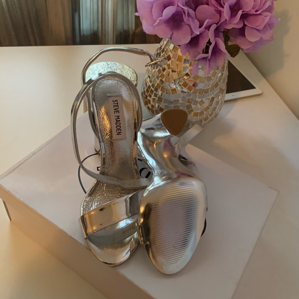 Silver and also with heels.